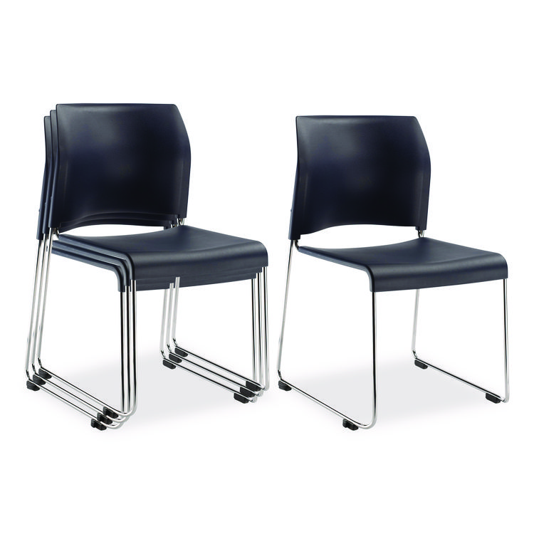 NPS 8800 Series Cafetorium Plastic Stack Chair, Supports Up to 500 lb, 18" Seat Height, Blue Seat/Back, Chrome Base, 4/Pack (NPS880411044)