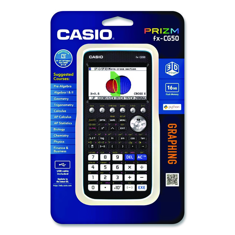Casio FX-CG50 PRIZM Color Graphing Calculator, 21-Digit LCD, Black (CSOFXCG50)