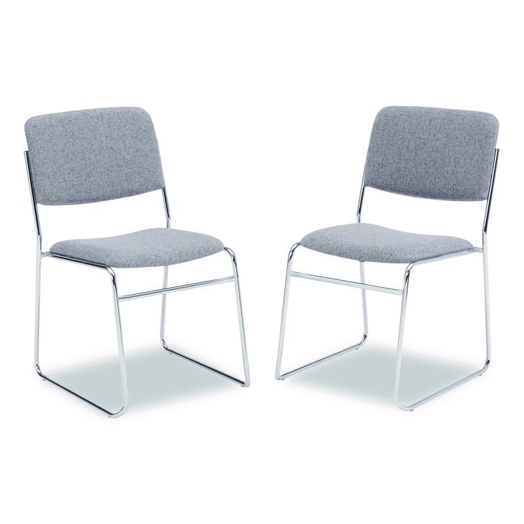 NPS 8600 Series Fabric Padded Signature Stack Chair, Supports Up to 500 lb, 19" Seat Height, Gray Seat/Back, Chrome Base, 2/Pack (NPS86522)