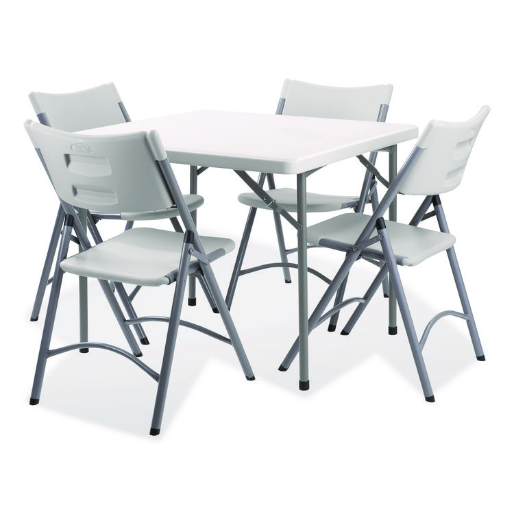 NPS Heavy-Duty Folding Table and Folding Chair Set, Speckled Gray, Square, 36" x 36" x 29.5", Speckled Gray Top, Gray Legs (NPSBT363616024)