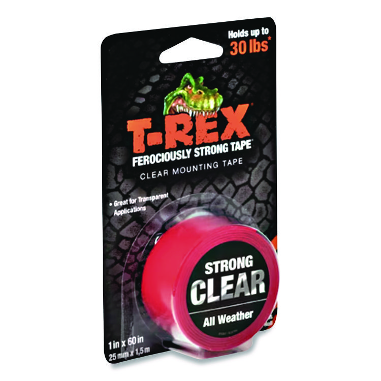 T-REX Strong Mounting Tape, Permanent, Holds Up to 0.5 lb per Inch, 1 x 60, Clear (DUC285338)