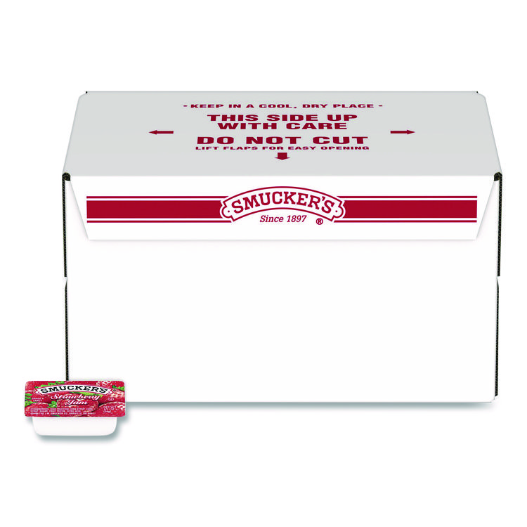 Smucker's Jelly/Jam Plastic Portion Control Cups, Strawberry, 0.5 oz Cup, 200/Carton (SMU00767)