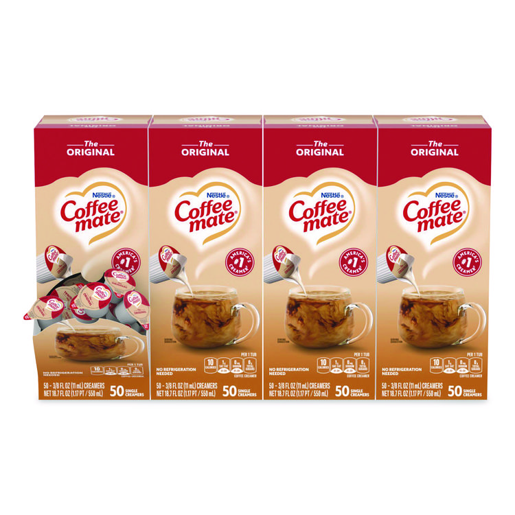 Coffee mate Liquid Coffee Creamer, Original, 0.38 oz Mini Cups, 50/Box, 4 Boxes/Carton (NES35110CT)