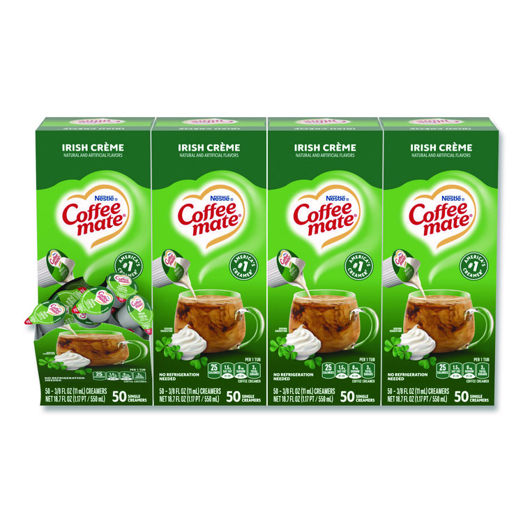 Coffee mate Liquid Coffee Creamer, Irish Cream, 0.38 oz Mini Cups, 50/Box, 4 Boxes/Carton (NES35112CT)