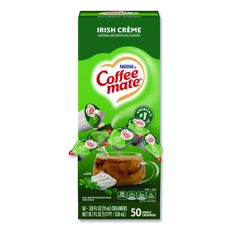 Coffee mate Liquid Coffee Creamer, Irish Cream, 0.38 oz Mini Cups, 50/Box (NES35112)