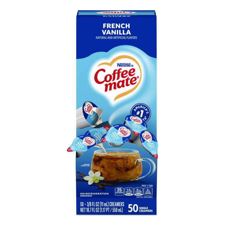 Coffee mate Liquid Coffee Creamer, French Vanilla, 0.38 oz Mini Cups, 50/Box (NES35170BX)