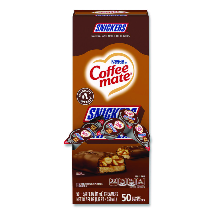 Coffee mate Liquid Coffee Creamer, Snickers, 0.38 oz Mini Cups, 50/Box (NES61425BX)