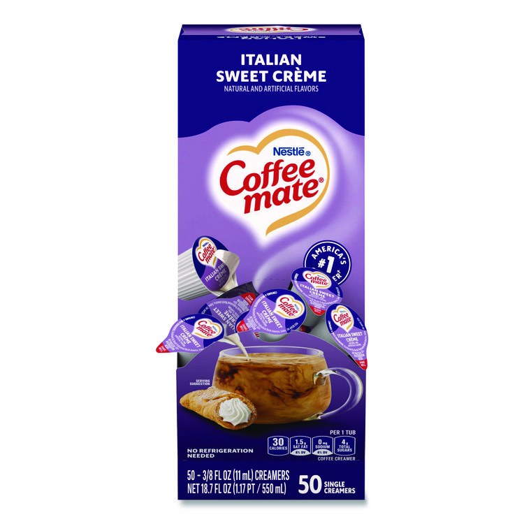 Coffee mate Liquid Coffee Creamer, Italian Sweet Cream, 0.38 oz Mini Cups, 50/Box (NES84652)