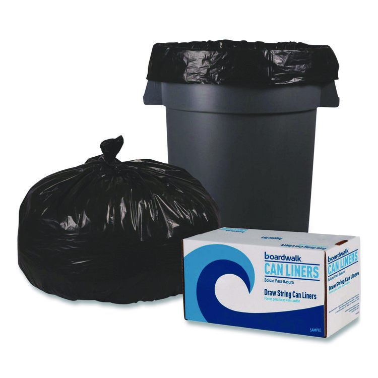 Heritage Reprocessed Resin Can Liners, 60 gal, 1.2 mil, 38 x 58, Black, 50 Rolls/Carton (BWK519E)