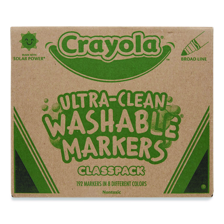 Crayola Ultra-Clean Washable Marker Classpack, Broad Bullet Tip, 8 Assorted Colors, 192/Pack (CYO588208)