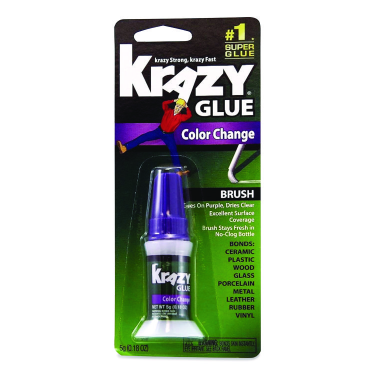 Krazy Glue Color Change Brush On Glue, 0.18 oz, Dries Clear (EPIKG98848R)