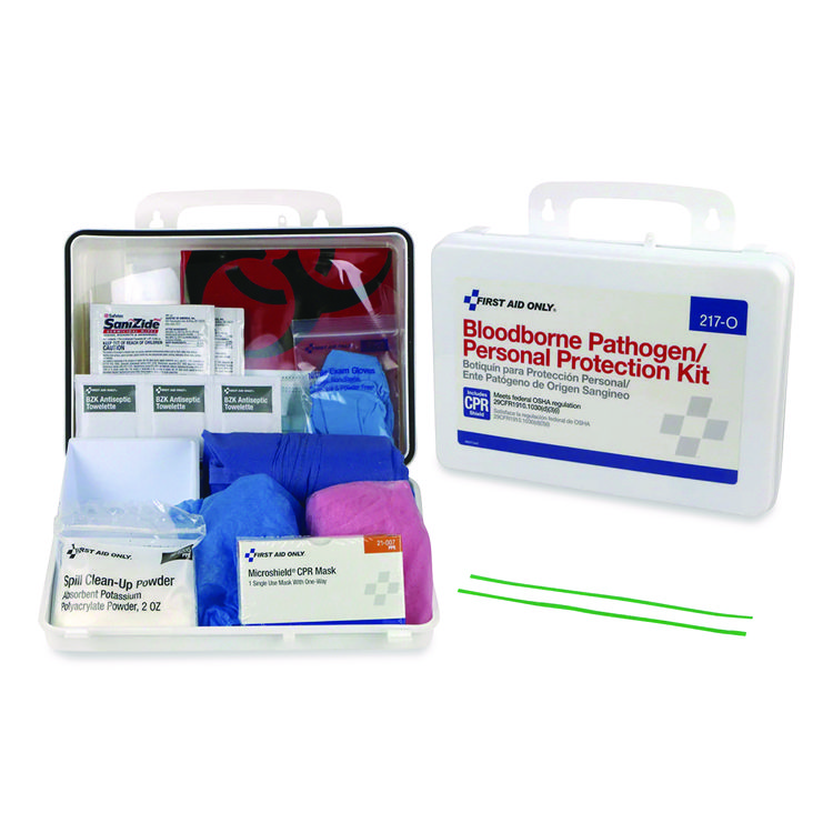 First Aid Only Bloodborne Pathogen and Personal Protection Kit with Microshield, 26 Pieces, Plastic Case (FAO217O)