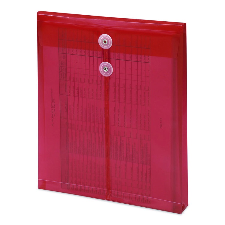 Smead Poly String and Button Interoffice Envelopes, Open-End (Vertical), 9.75 x 11.63, Transparent Red, 5/Pack (SMD89547)