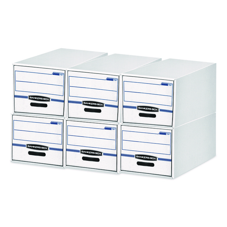 Bankers Box STOR/DRAWER Basic Space-Savings Storage Drawers, Letter Files, 14" x 25.5" x 11.5", White/Blue, 6/Carton (FEL00721)