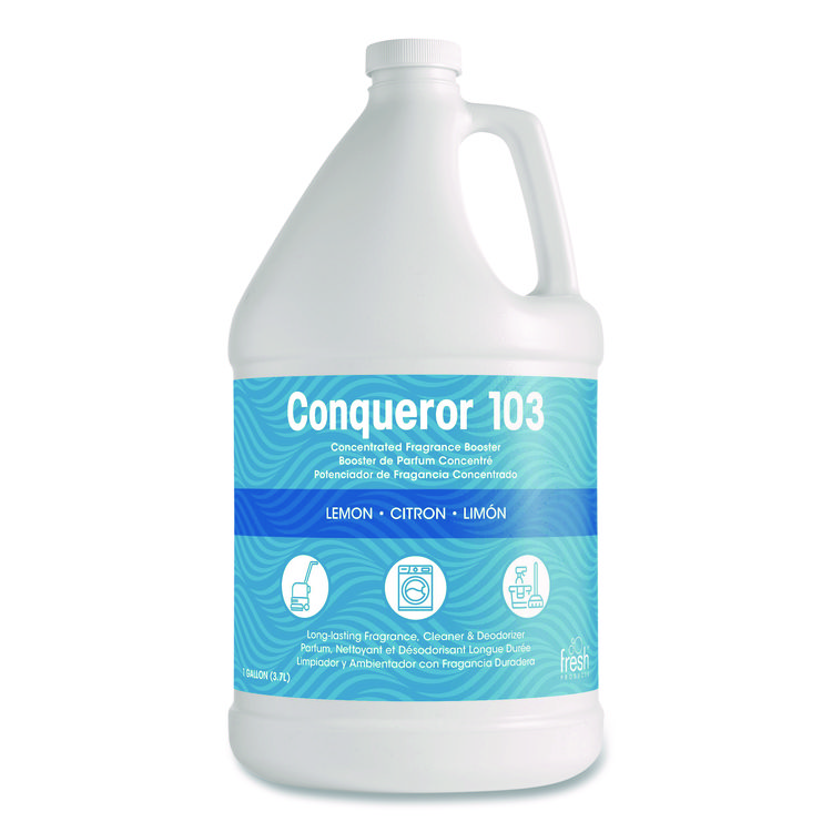 Fresh Products Conqueror 103 Odor Counteractant Concentrate, Lemon, 1 gal Bottle, 4/Carton (FRS1WBLE)