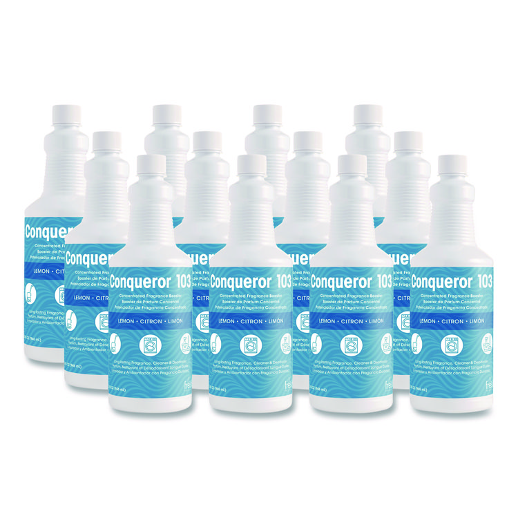 Fresh Products Conqueror 103 Odor Counteractant Concentrate, Lemon, 32 oz Bottle, 12/Carton (FRS1232WBLECT)