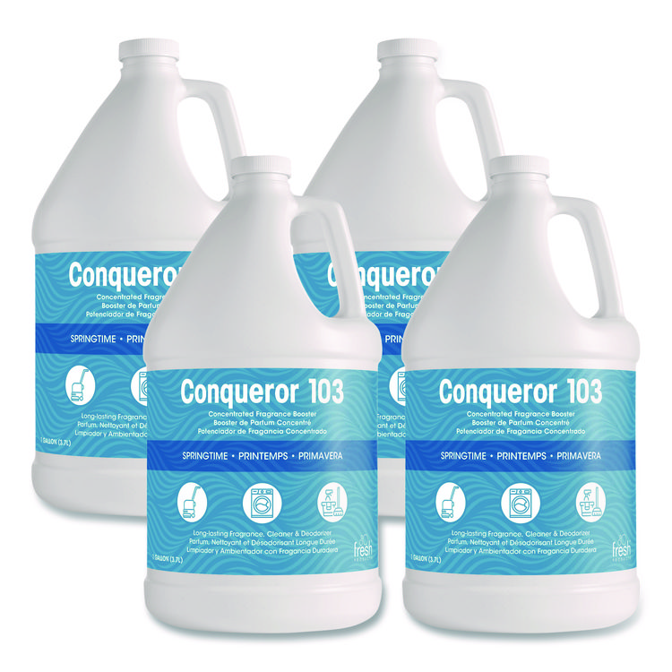 Fresh Products Conqueror 103 Odor Counteractant Concentrate, Springtime, 1 gal Bottle, 4/Carton (FRS1WBST)