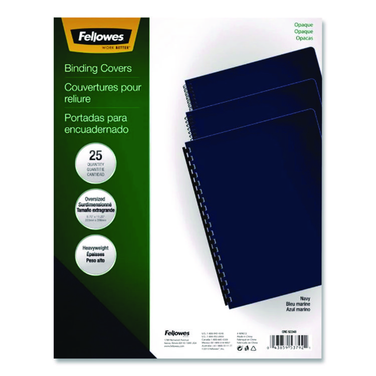 Fellowes Futura Oversized Pre-Punched Presentation Covers, Plastic, Round Corners, 11.25 x 8.75, Navy, 25/Pack (FEL5224801)
