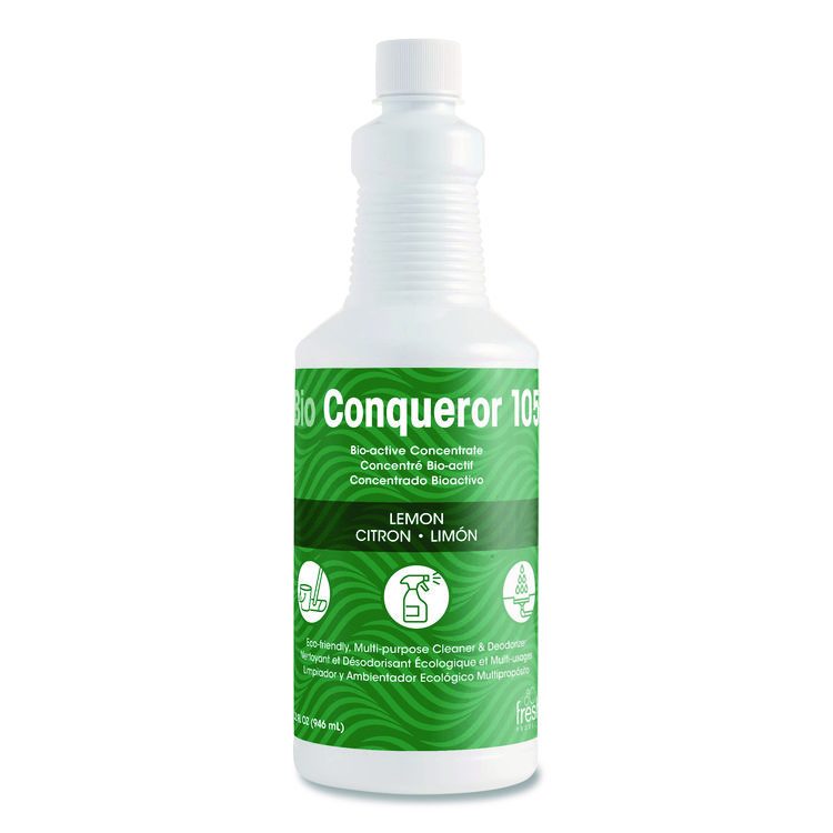 Fresh Products Bio Conqueror 105 Enzymatic Odor Counteractant Concentrate, Citrus, 32 oz Bottle, 12/Carton (FRS1232BWBCT)