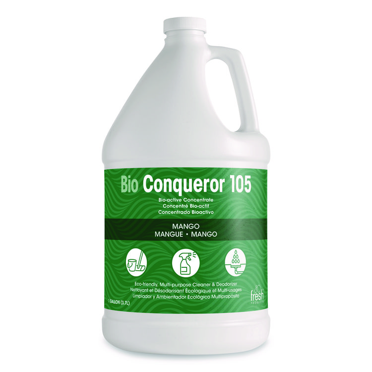 Fresh Products Bio Conqueror 105 Enzymatic Odor Counteractant Concentrate, Mango, 1 gal Bottle, 4/Carton (FRS1BWBMG)
