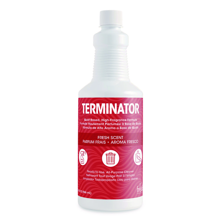 Fresh Products Terminator All-Purpose Cleaner/Deodorizer with (2) Trigger Sprayers, 32 oz Bottles, 12/Carton (FRS1232TNCT)