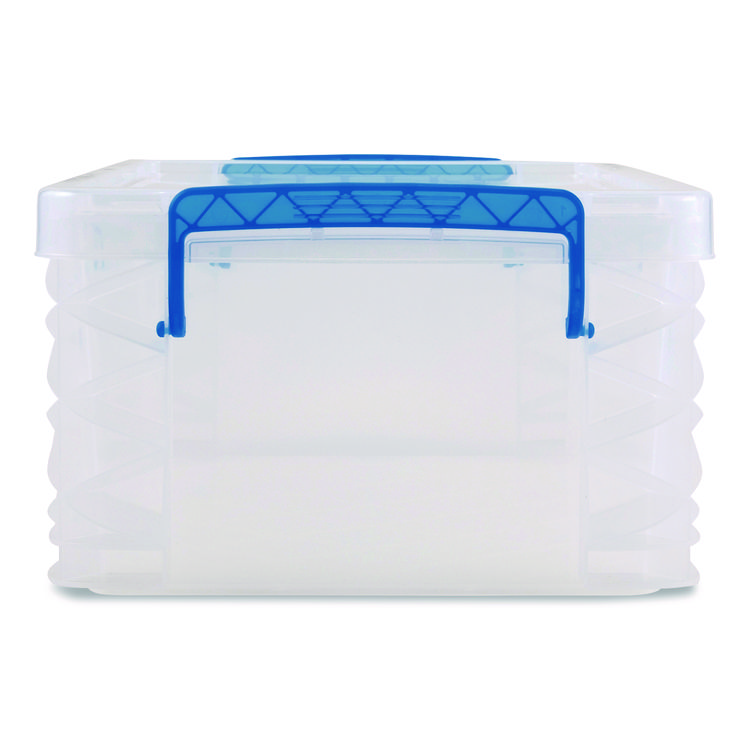 Advantus Super Stacker Lift-Off Lid Storage Tote, 14.25 x 10.3 x 6.5, Transparent/Blue (AVT39811)