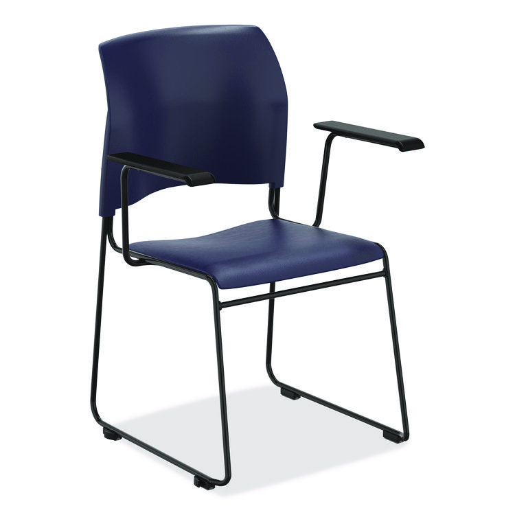 NPS 8700 Series Cafetorium Chair With Armrests, Supports Up to 500 lb, 18" Seat Height, Blue Seat/Back, Black Base, 8/Pack (NPS87041004A8)