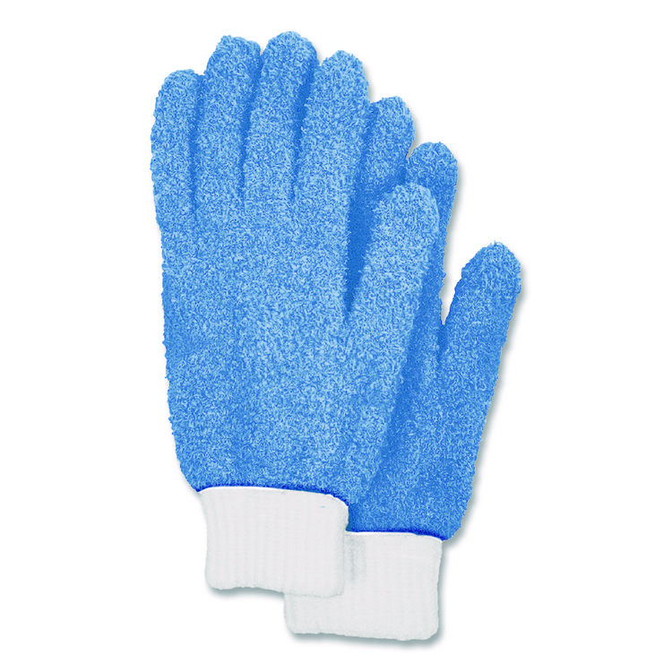 CHAGRINOVATIONS Microfiber Dusting Gloves, Blue with White Cuffs, 2 Gloves (CH7TU05717)