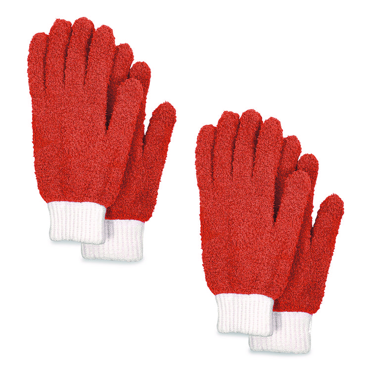 CHAGRINOVATIONS Microfiber Dusting Gloves, Coral with White Cuffs, 2 Gloves (CH7TU05720)