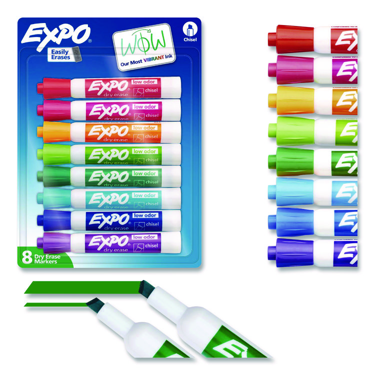 EXPO Dry Erase Marker, Broad Chisel Tip, Assorted Colors, 8/Pack (SAN1927524A)