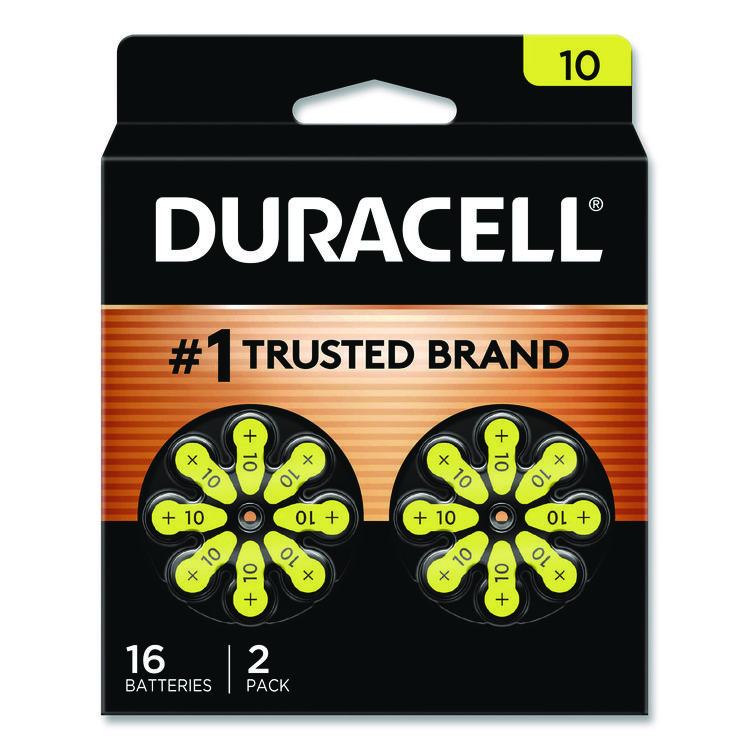 Duracell Hearing Aid Battery, #10, 16/Pack (DURDA10B16ZM10)