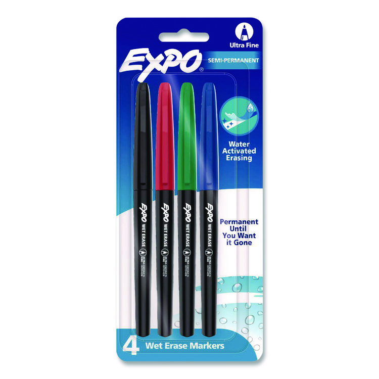EXPO Wet Erase Marker, Fine Bullet Tip, Assorted Colors, 4/Set (SAN2134341A)