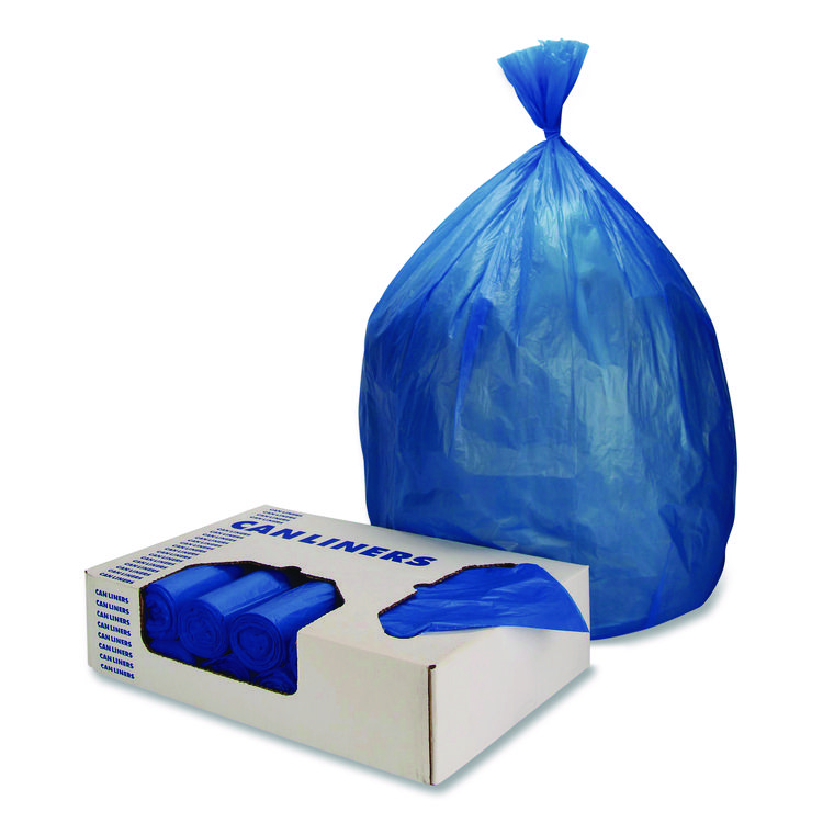 Heritage Healthcare Pre-Printed High-Density Can Liners, Soiled Linen, 45 gal, 18 mic, 40" x 48", Blue, Flat Pack, 200/Carton (HER1075493)