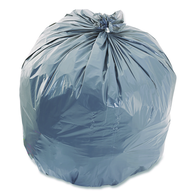 Heritage Linear Low-Density Can Liners, 45 gal, 1.1 mil, 40" x 46", Gray, Flat Pack, 125/Carton (HER2597604)