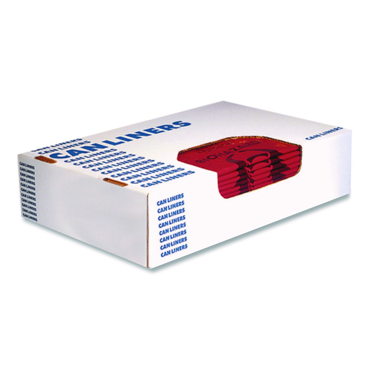 Heritage Healthcare Biohazard Printed Low-Density Can Liners, Biohazard, 45 gal, 1.3 mil, 40 x 46, Red, Flat Pack, 200/Carton (HERA8046PR)