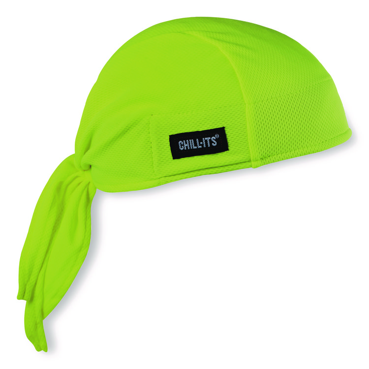 ergodyne Chill-Its 6615 High-Performance Bandana Doo Rag with Terry Cloth Sweatband, One Size Fits Most, Lime (EGO12476)