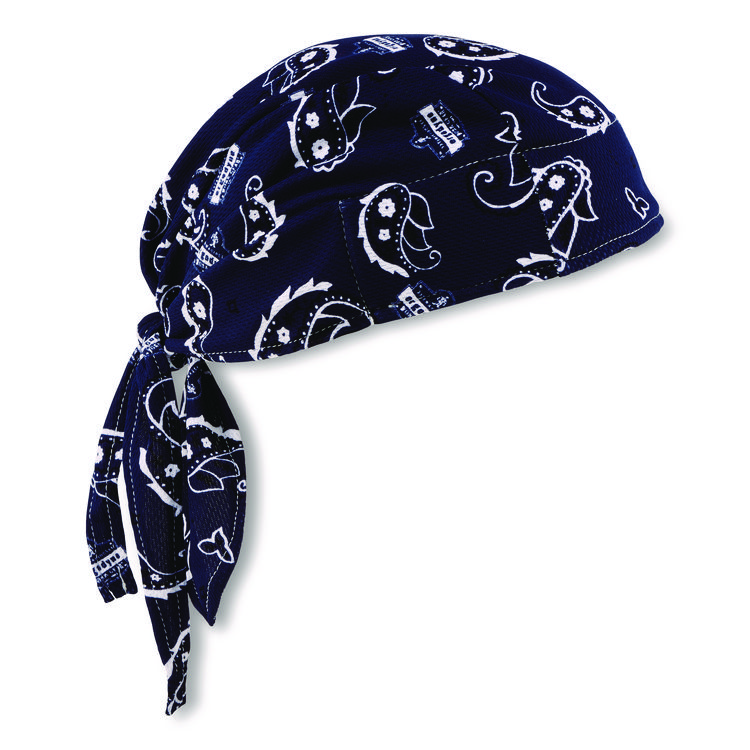 ergodyne Chill-Its 6615 High-Performance Bandana Doo Rag with Terry Cloth Sweatband, One Size Fits Most, Navy Western (EGO12480)