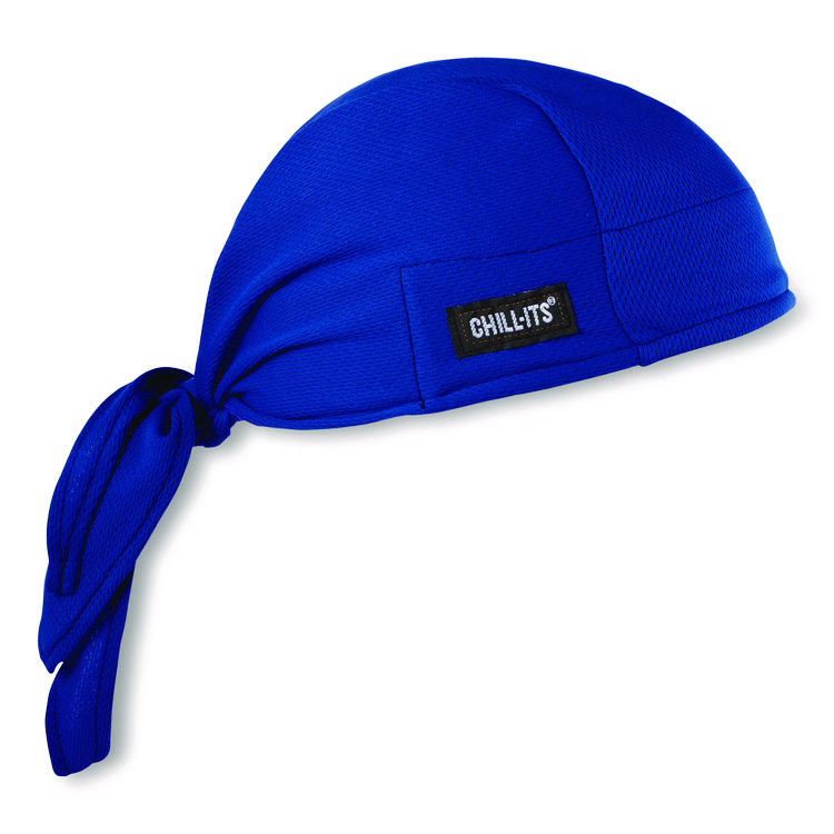 ergodyne Chill-Its 6615 High-Performance Bandana Doo Rag with Terry Cloth Sweatband, One Size Fits Most, Blue (EGO12481)