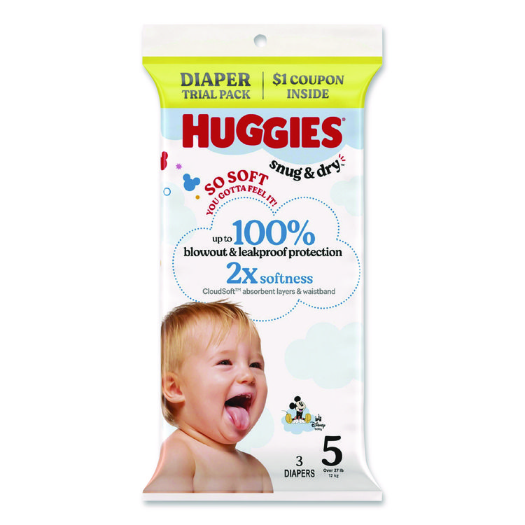 Huggies Snug and Dry, Size 5, Over 27 lbs, Disney Design, 3 Diapers/Pack, 30 Packs/Carton (KCM57031)