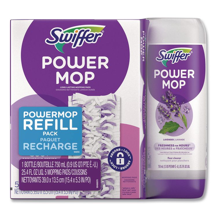 PGC09117 - Swiffer PowerMop Cleaning Solution and Pads Refill Pack, Lavender, 25.3 oz Bottle and 5 Pads per Pack, 4 Packs/Carton (PGC09117) - Image 6