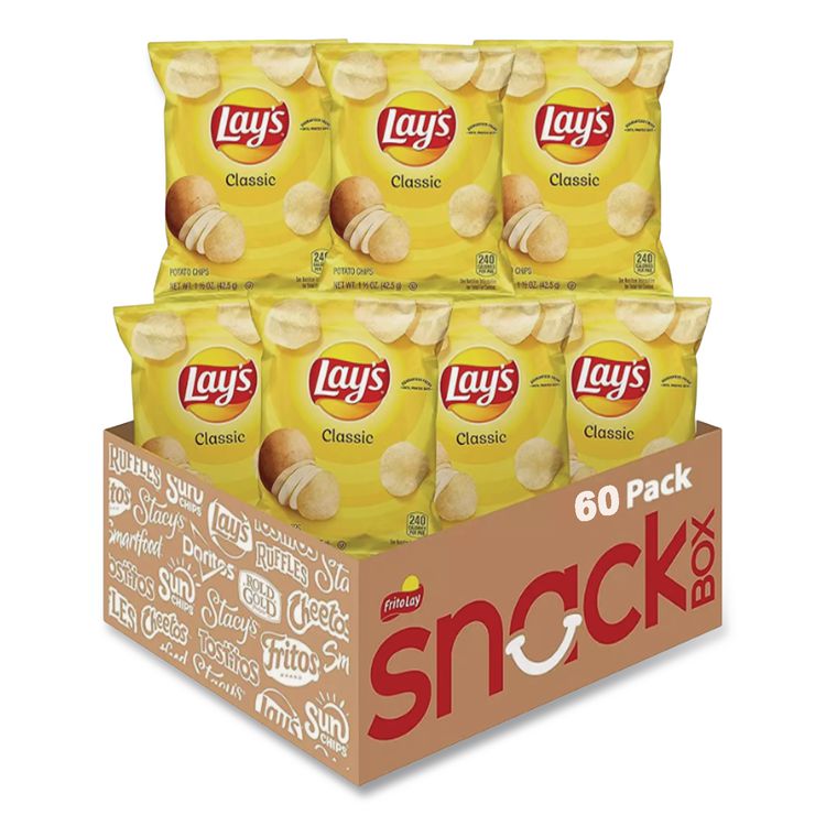 Lay's Regular Potato Chips, 1.5 oz Bag, 64/Carton (LAYFRI44359)