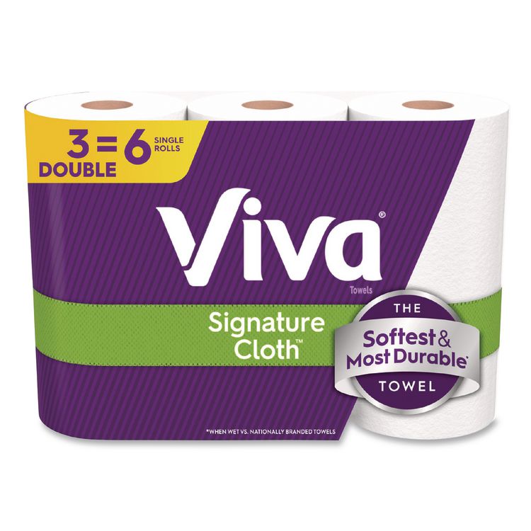 Viva Signature Cloth Choose-A-Sheet Kitchen Roll Paper Towels,1-Ply, 5.1 x 11,White, 86 Sheets/Double Roll, 3 Rolls/PK, 8 Packs/CT (KCM56530)