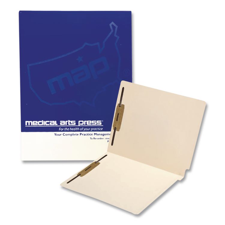 Medical Arts Press Heavy-Duty End Tab Fastener Folders, 0.75" Expansion, 2 Fasteners, Letter Size, Manila Exterior, 250/Carton (MAQ31464B)