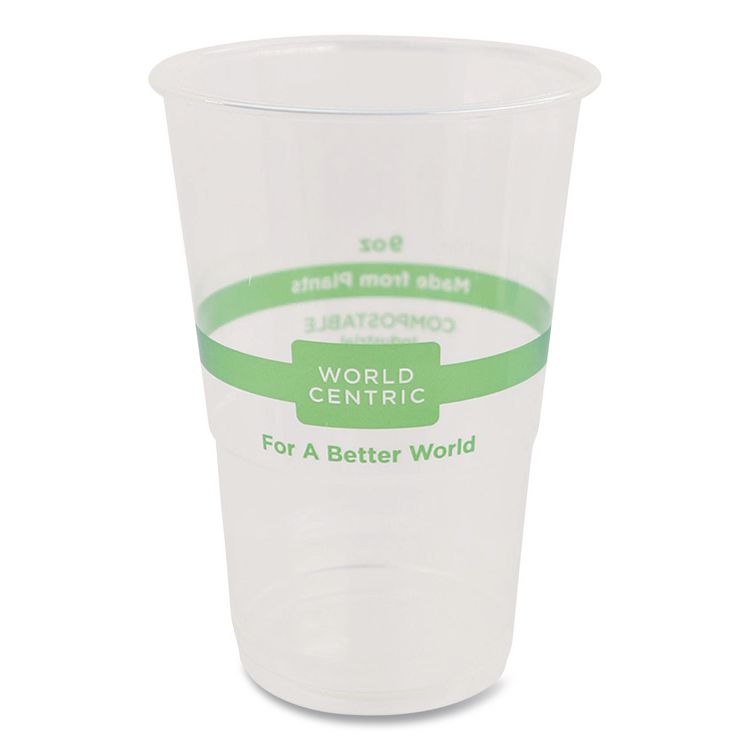 World Centric PLA Clear Cold Cups, 9 oz, Plastic, Clear, 2,000/Carton (WORCPCS9)
