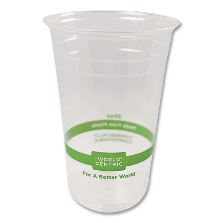World Centric PLA Clear Cold Cups, 20 oz, Plastic, Clear, 1,000/Carton (WORCPCS20)