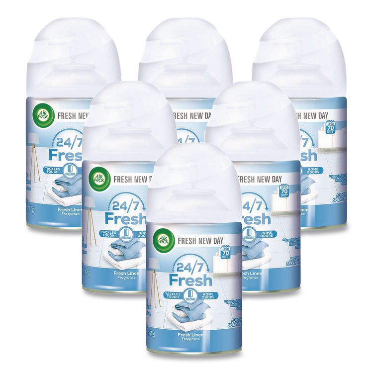 Air Wick Freshmatic Ultra Spray Refill, Fresh Linen, 5.89 oz Aerosol Spray, 6/Carton (RAC82314CT)