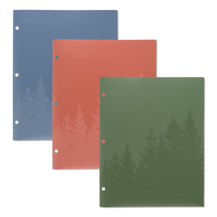Five Star Recycled Plastic Two-Pocket Folder, 11" x 8.5", Randomly Assorted (MEA330027)