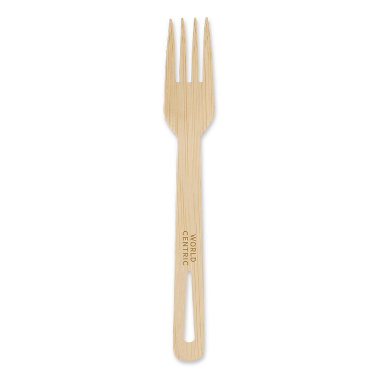 World Centric Bamboo Cutlery, Fork, Paper, Natural, 2,000/Carton (WORFOBB67)