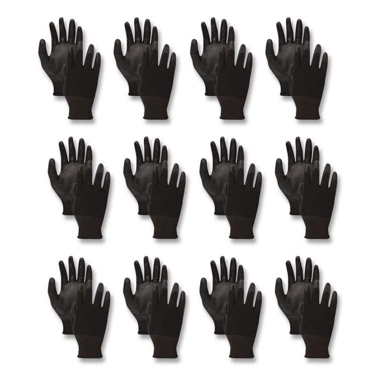 Boardwalk Palm Coated HPPE Gloves, Medium (Size 8), Salt and Pepper/Black, 12 Pairs (BWK000298)