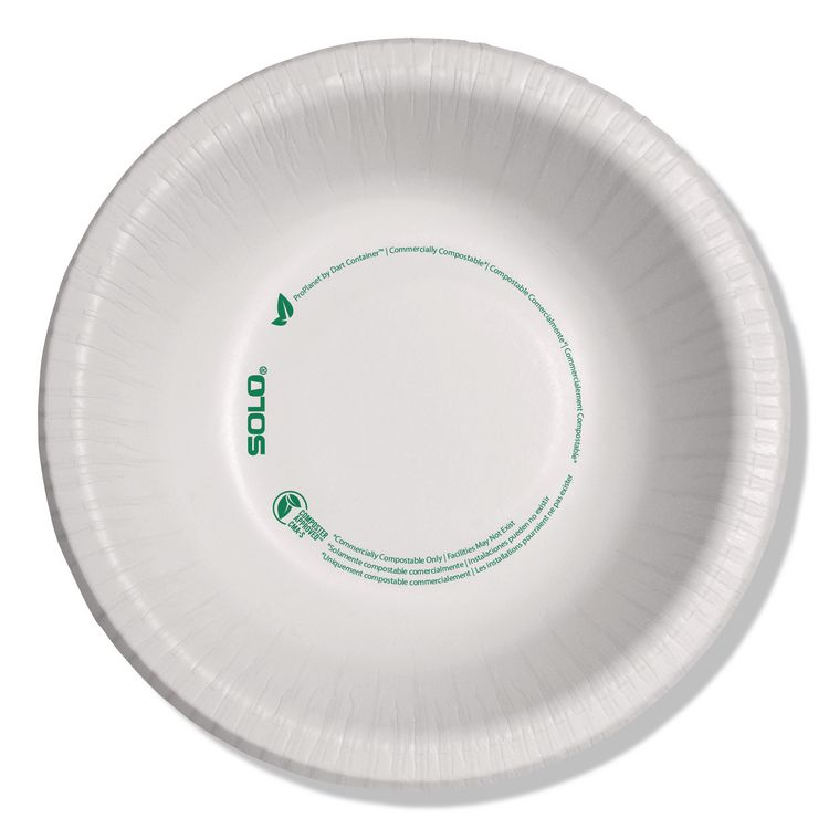 SOLO Compostable Paper Dinnerware, ProPlanet Seal, Bowl, 12 oz, White, 1,000/Carton (SCCHB12PLANET)